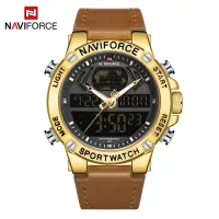 NAVIFORCE NF9164 Fashion Watches for Men Leather Sport Dual Display Quartz Wrist Watch Military Waterproof Luminous Clock